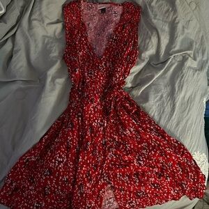 Red floral dress